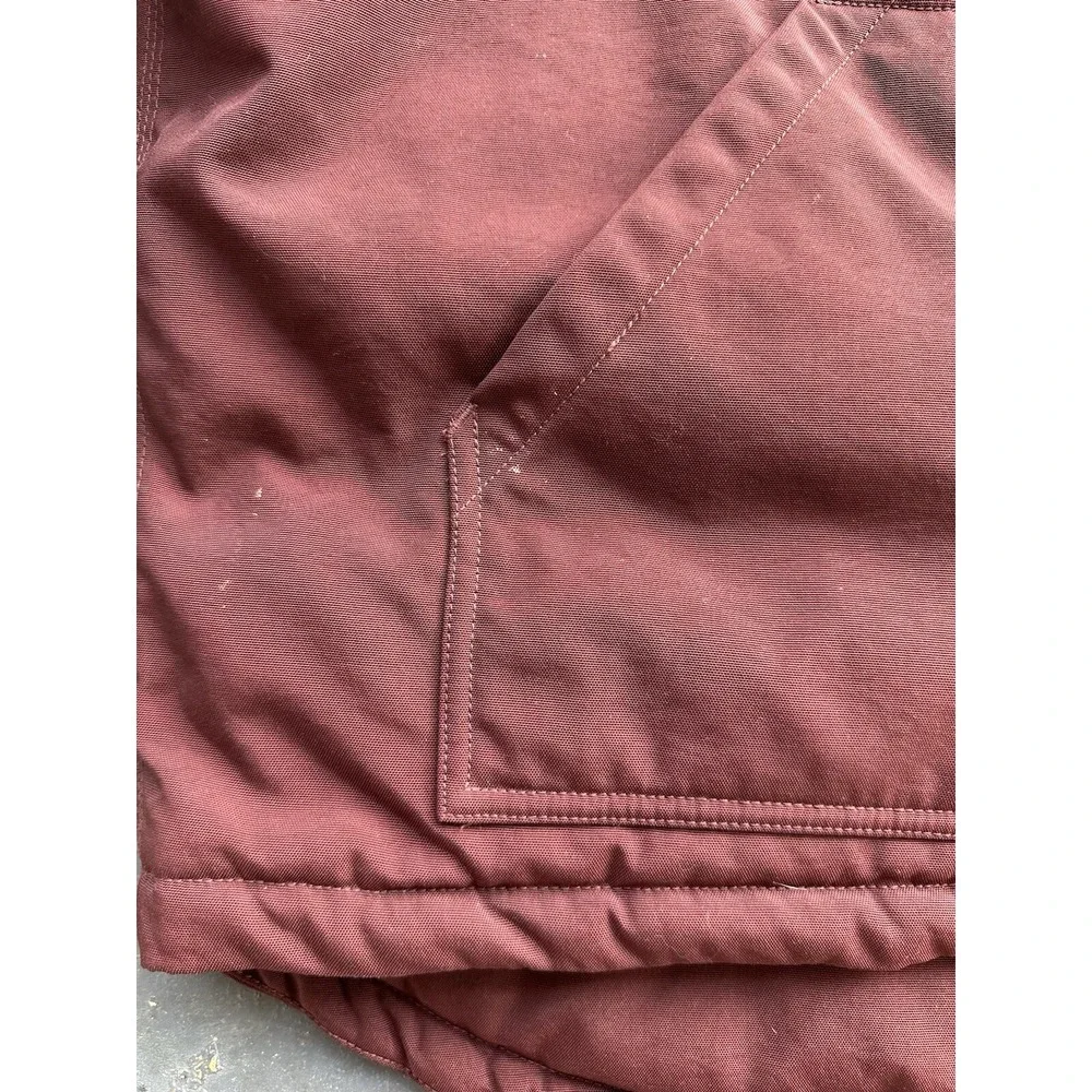 Carhartt J174 RDW Nylon Insulated Jacket Zip Snap Workwear Maroon Mens XL‎